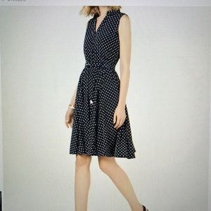 Charter Club Polka Dot Sleeveless Belted Elastic Waist Dress Size 6